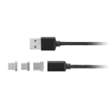 Laidas USB - USB C / USB micro / iPhone 8pin (lightning) 1m magnetinis Kruger&Matz 
